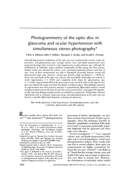 Photogrammetry of the optic disc in glaucoma and ocular ...