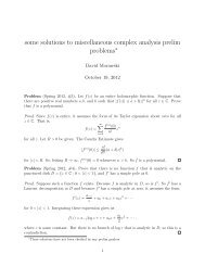 some solutions to miscellaneous complex analysis prelim problems
