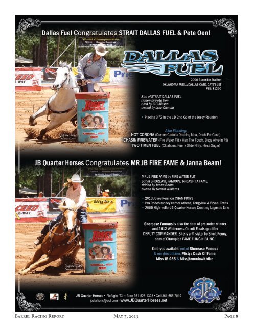 5/7 - Barrel Racing Report