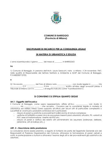 DISCIPLINARE DI INCARICO PER LA CONSULENZA LEGALE IN ...