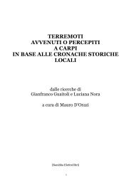 TERREMOTI AVVENUTI O PERCEPITI A CARPI IN BASE ALLE ...