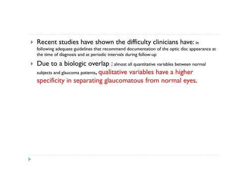 Evaluation of optic disc in glaucoma