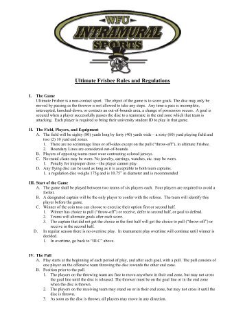 Ultimate Frisbee Rules and Regulations