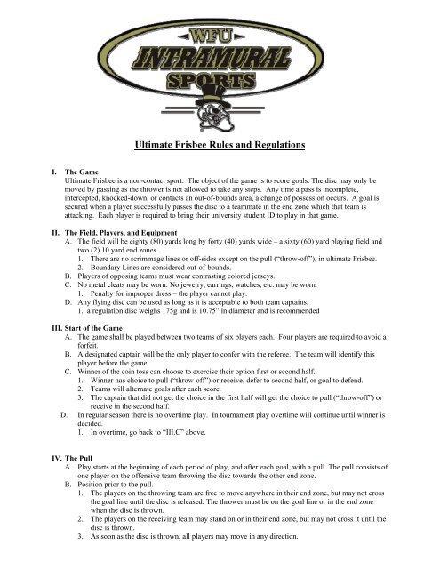 Ultimate Frisbee Rules and Regulations