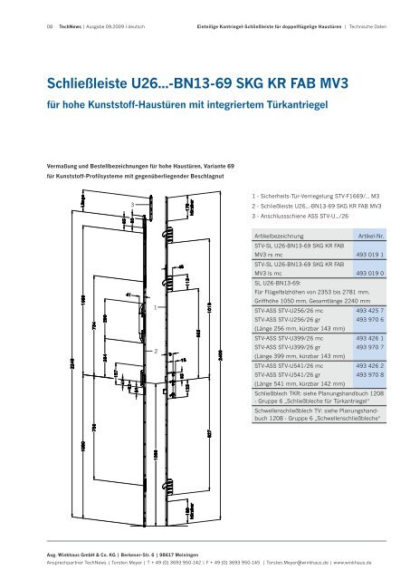 TechNews Kantriegel Schließleiste - Winkhaus