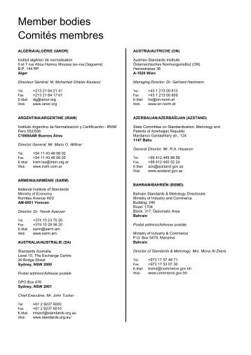 ISO (International Organization for Standardization) Mamber bodies