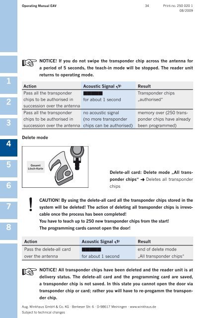 Operating Manual - Winkhaus