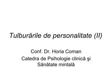 Tulburările de personalitate 2