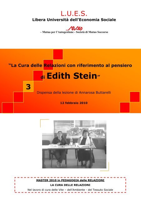 La cura delle relazioni con riferimento al pensiero di Edith Stein - Mag