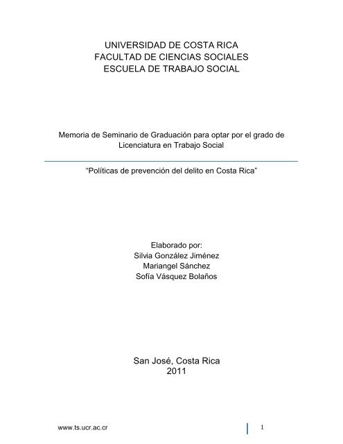 Política de prevención del delito en Costa Rica. - Universidad de ...