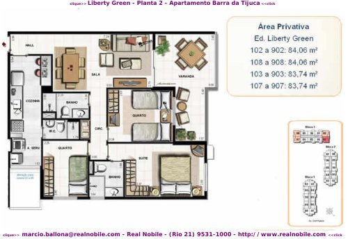 Apartamentos na planta Barra da Tijuca Liberty Green Real Nobile RJ