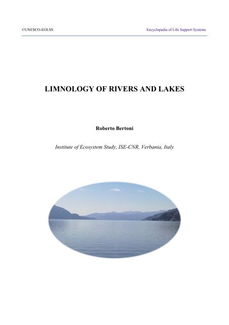 LIMNOLOGY OF RIVERS AND LAKES - ISE - Cnr
