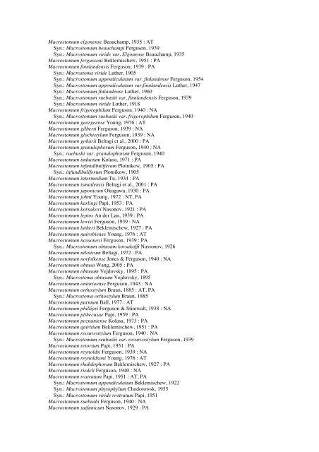 Platyhelminthes-Turbellaria checkList - FADA