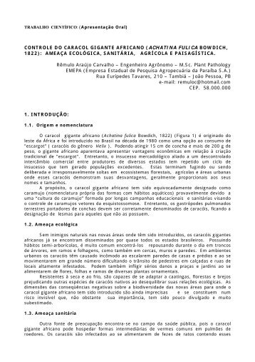 achatina fulica bowdich, 1822 - Ministério do Meio Ambiente