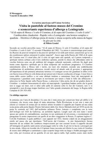 Visita in pantofole al fastoso museo del Cremlino - Milton Gendel