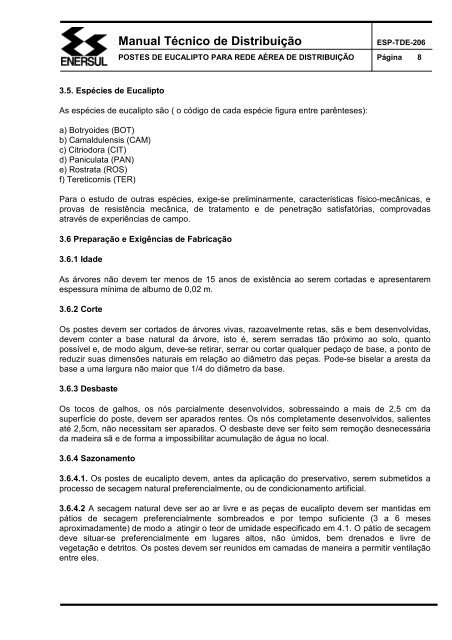 Manual Técnico de Distribuição - Rede Energia