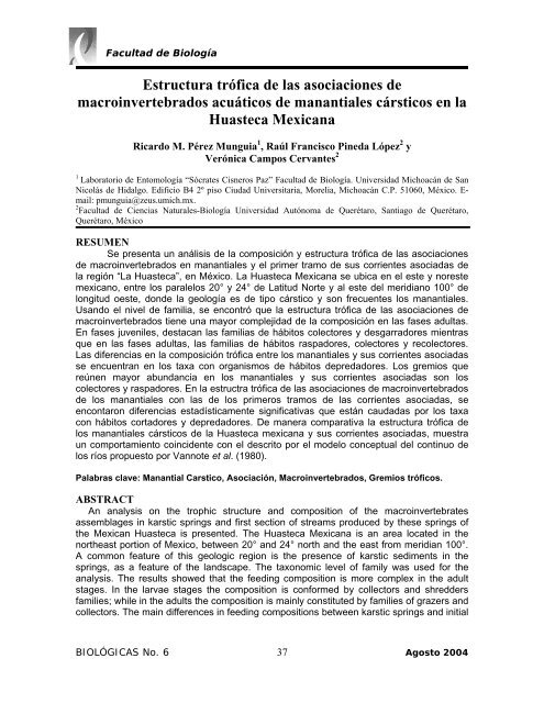 Estructura trófica de las asociaciones de macroinvertebrados ... - OCW