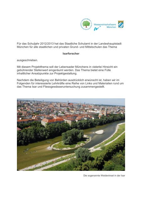 Isarforscher-Informationen - Wasserwirtschaftsamt München - Bayern