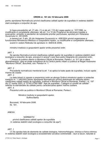 ORDIN nr. 161 din 16 februarie 2006 pentru aprobarea Normativului ...