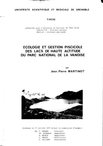 ecologie et gestion piscicole du parc national de la vanoise