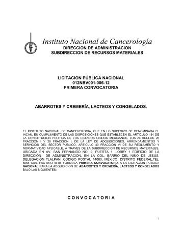Convocatoria - Instituto Nacional de Cancerología