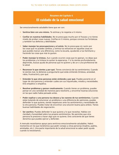 Tú, tu vida y tus sueños: - HIV/AIDS Clearinghouse