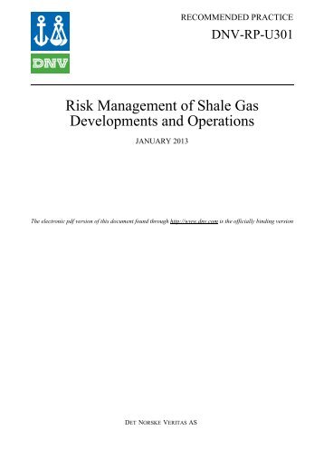 DNV-RP-U301: Risk Management of Shale Gas ... - DNV Exchange