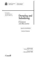 Dumping and Subsidizing - Tribunal canadien du commerce extérieur