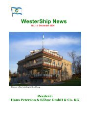 WesterShip News - Hans Peterson & Söhne - Reederei · Rendsburg