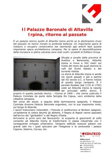 Il Palazzo Baronale di Altavilla Irpina, ritorno al passato - Edilio