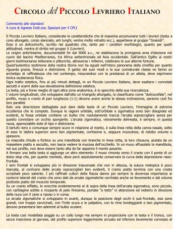 Commento allo standard - Circolo del Piccolo Levriero Italiano