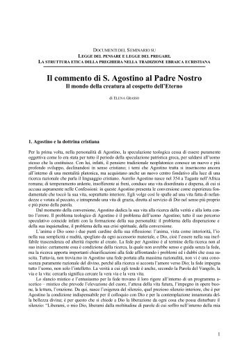 Il commento di S. Agostino al Padre Nostro - Giornale di filosofia ...