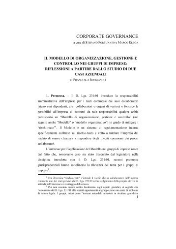 Rossignoli - Il MOG nei gruppi di imprese (pdf, it, 280 KB, 11/1