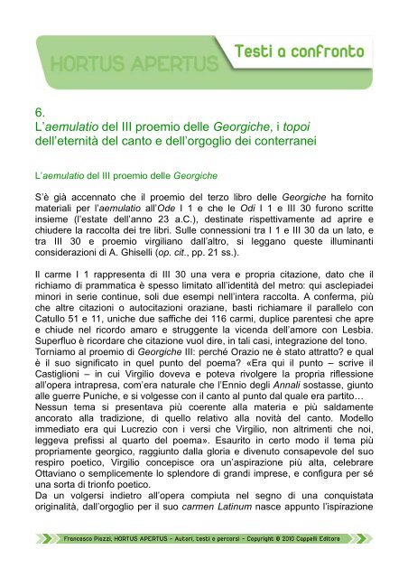 6. L'aemulatio del III proemio delle Georgiche, i ... - Edu.lascuola.it