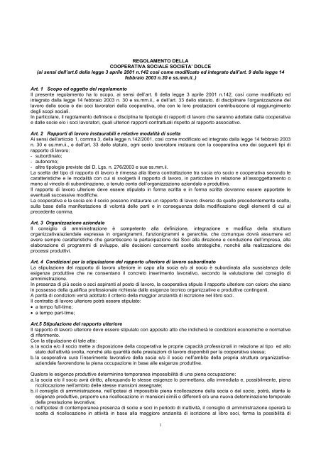Lettera di comunicazione esclusione socio cooperativa