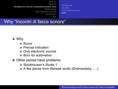 Incontri di fasce sonore by Franco Evangelisti. From the rebuilding to ...