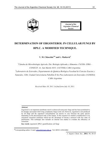 Determination of ergosterol in cellular fungi by HPLC - Asociación ...