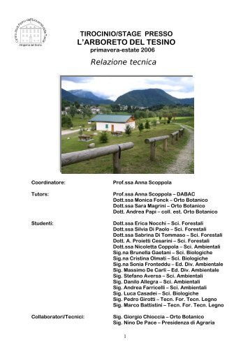 Relazione tirocinio 2006 - Centro Studi Alpino dell'Università degli ...