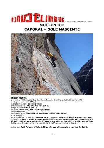 valle dell'orco - caporal - via sole nascente - Cuneoclimbing