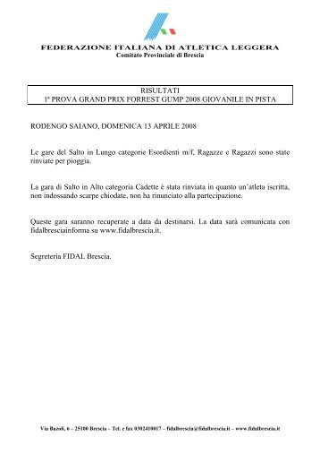 risultati pdf - FIDAL Brescia