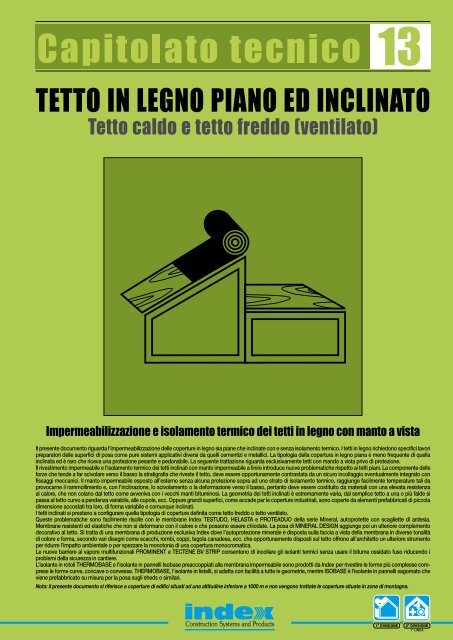 TETTO IN LEGNO PIANO ED INCLINATO - Index S.p.A.