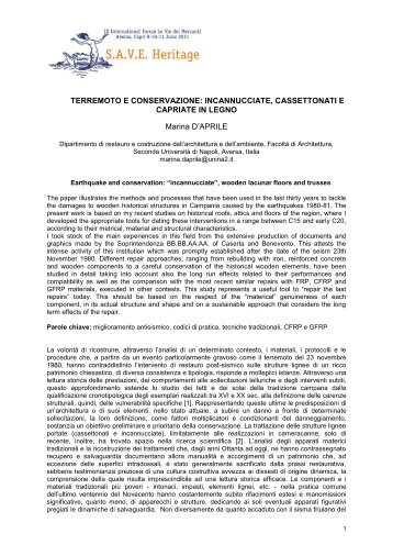 TERREMOTO E CONSERVAZIONE: INCANNUCCIATE ...