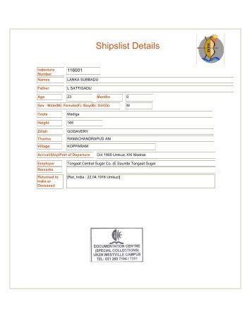 Shipslist Details