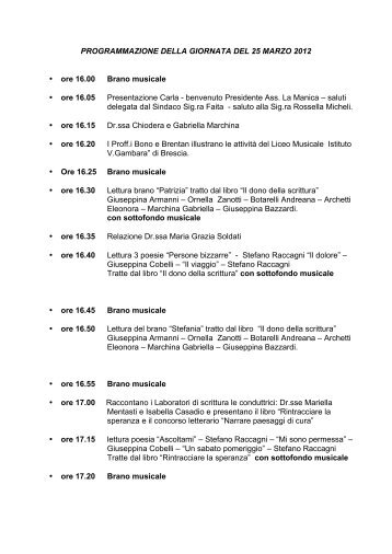 programmazione della giornata del 25 marzo 2012 - Dsmiseo.it