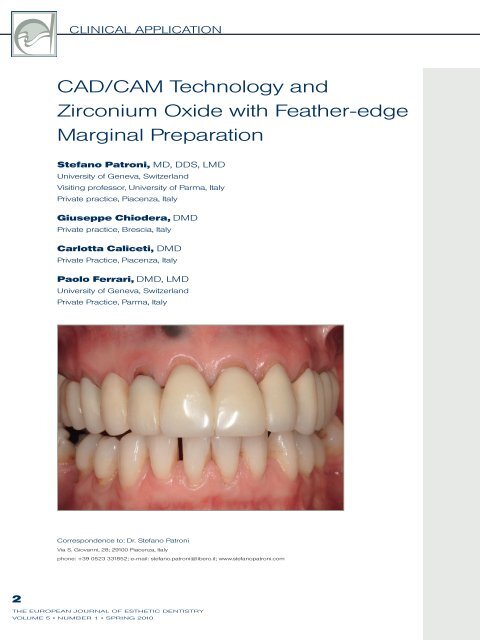 CAD/CAM Technology and Zirconium Oxide with Feather-edge ...