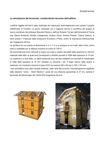 Scheda tecnica La simulazione del terremoto ... - Infobuild