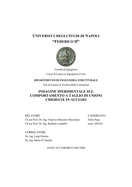 indagine sperimentale sul comportamento a taglio di unioni ...