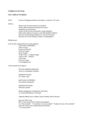Ceccarelli Patrizia - Scienze della Formazione - Università degli ...