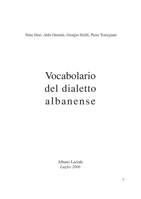 vocabolario del dialetto albanense nino dori aldo ... - ISSiRFA - Cnr