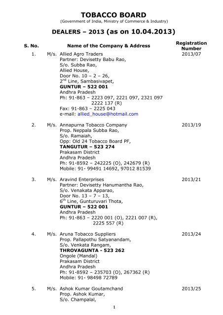 Directory of Dealers (Size:389.0 KB)